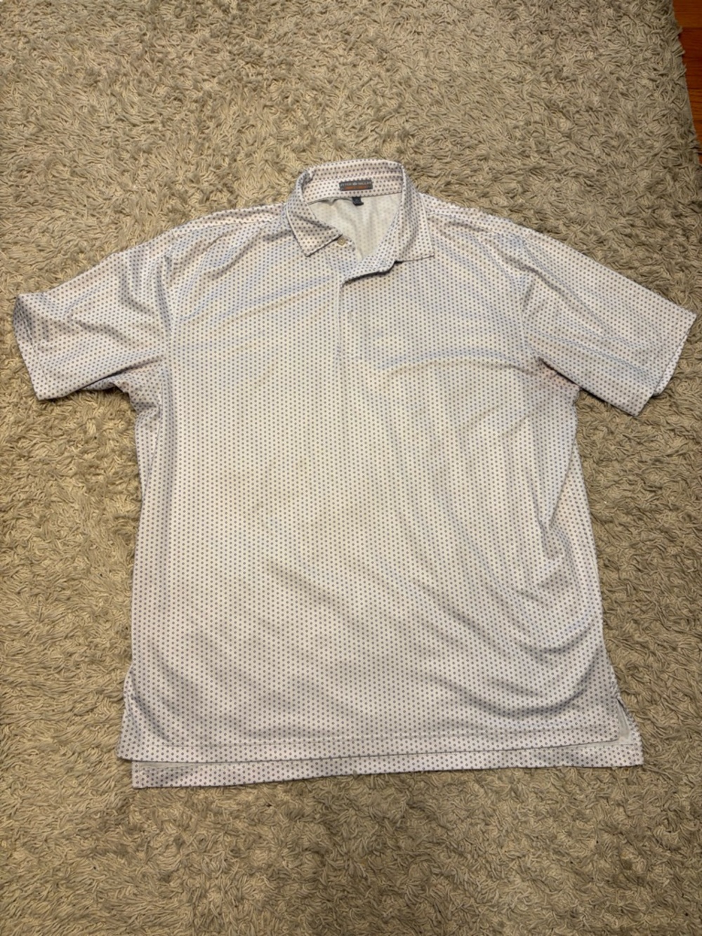 Peter Millar White Polo with Purple Micro Dot Print